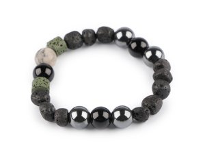 Náramek pružný z minerálů, láva, unisex