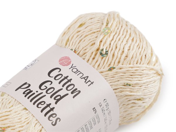 Pletací příze Cotton Gold Paillettes s flitry 50 g
