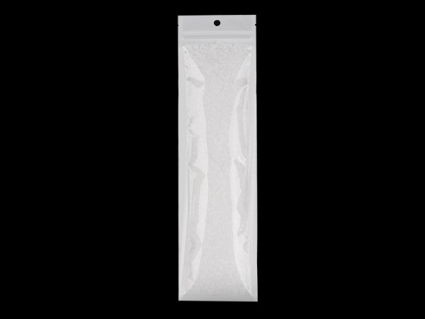Uzavíratelný sáček se závěsem 7x25 cm jedna strana průhledná
