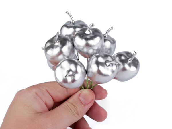 Umělá jablíčka na drátku metalická