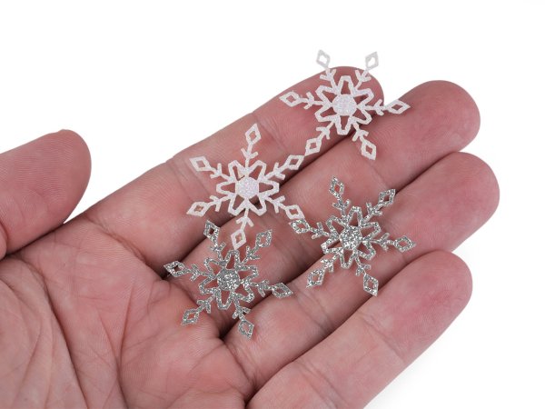 Vánoční filcová vločka s glitry Ø30 mm