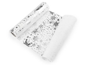 Vánoční velvet / samet k výrobě běhounů a dekorací - vločka, šíře 28 cm