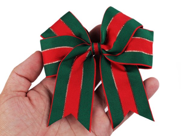 Vánoční mašle rypsová 12x13 cm