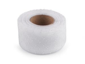 Tylová stuha se stříbrnými puntíky šíře 40 mm