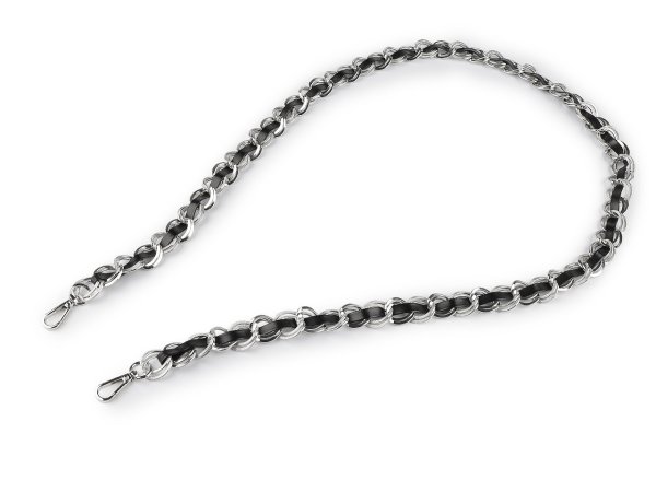 Koženkový popruh / ucho s řetízkem a karabinami šíře 2 cm
