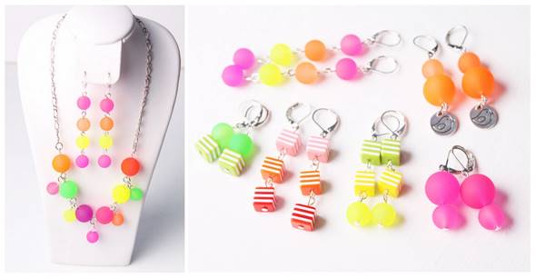 Ketlované neonové náušnice a náhrdelník